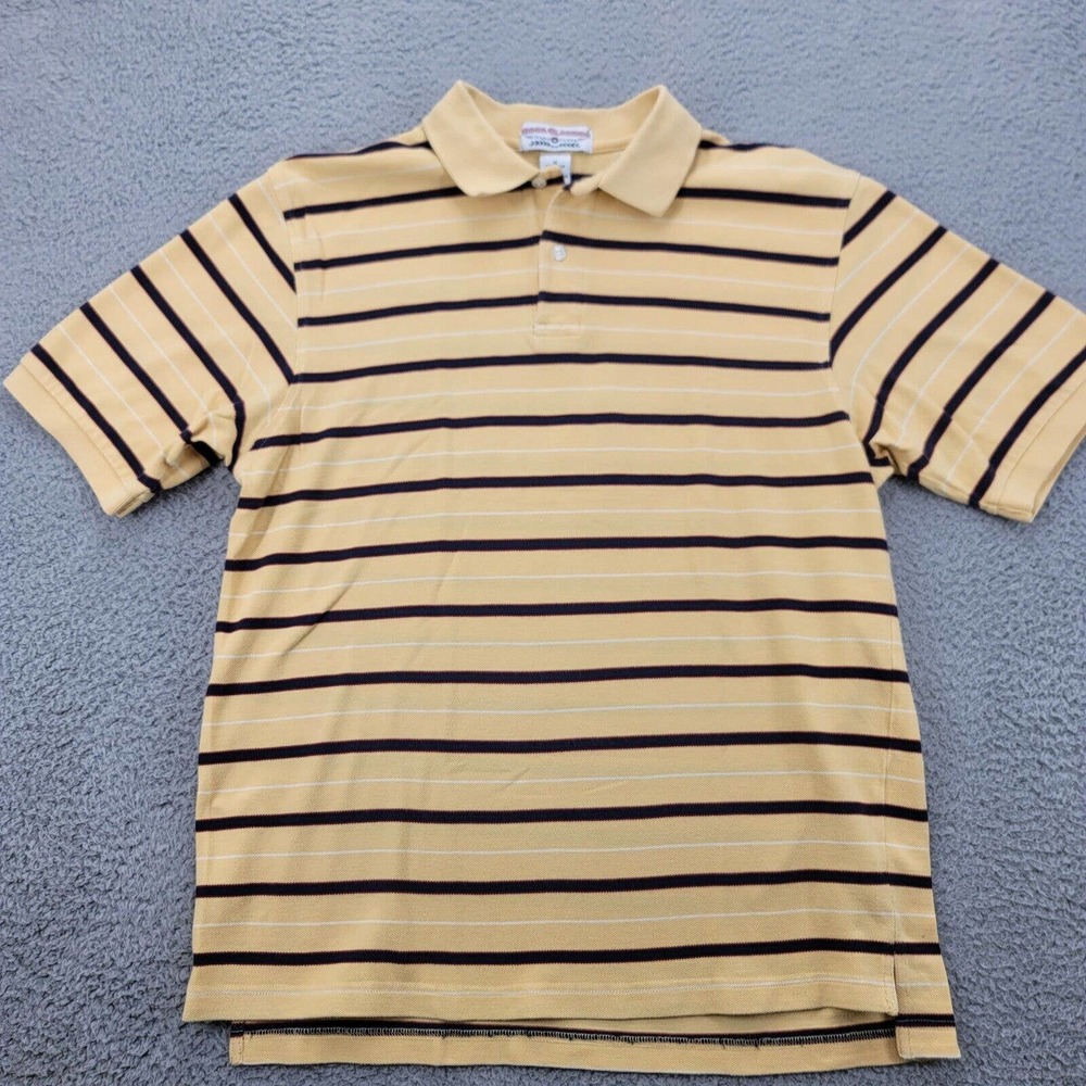 Boca Classics Shirt Mens Medium Yellow Striped Polo‎ Golf Short Sleeve Classic